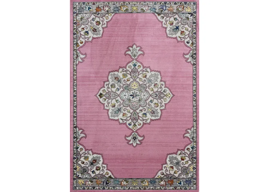 Galaxy Blushing Traditional Medallion Area Rug  5' x 7'6"