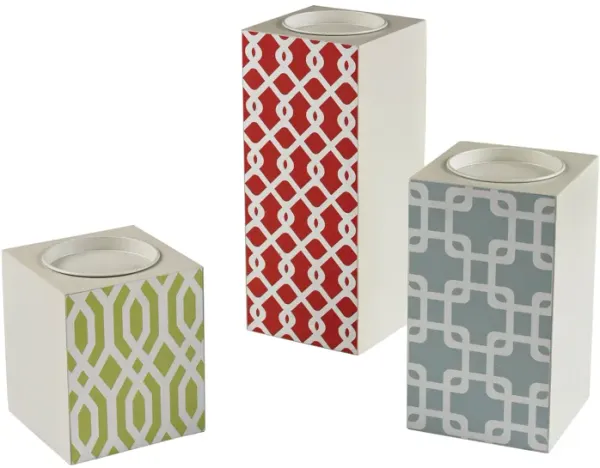 Chevron Print Candle Holders (3-piece Set)