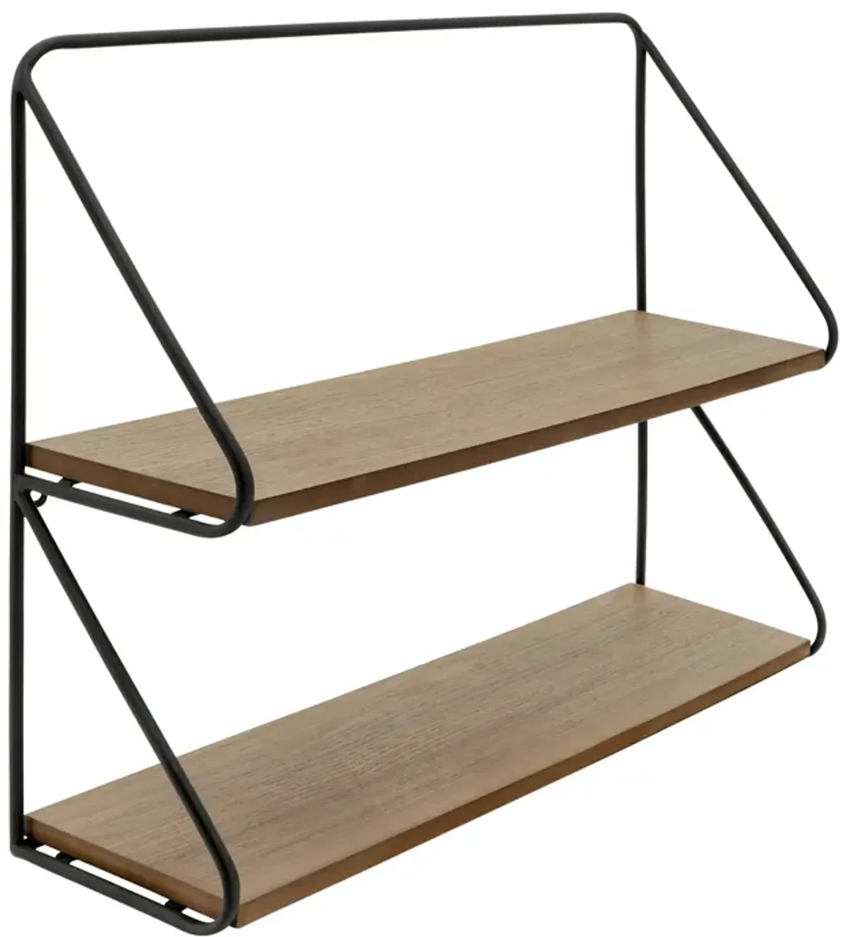 Metal /wood 20" 2 Tier Wall Shelf, Black/brwn