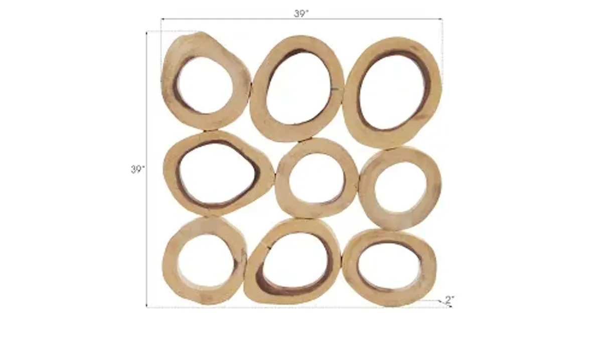 chuleta rings wall art, chamcha wood, square, sm