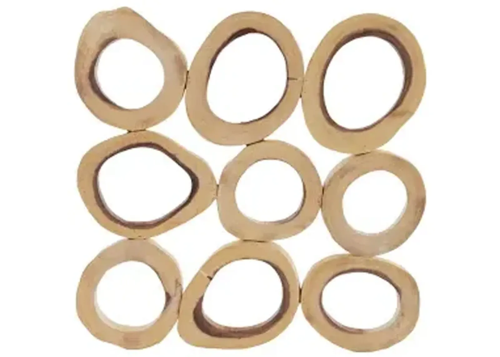 chuleta rings wall art, chamcha wood, square, sm