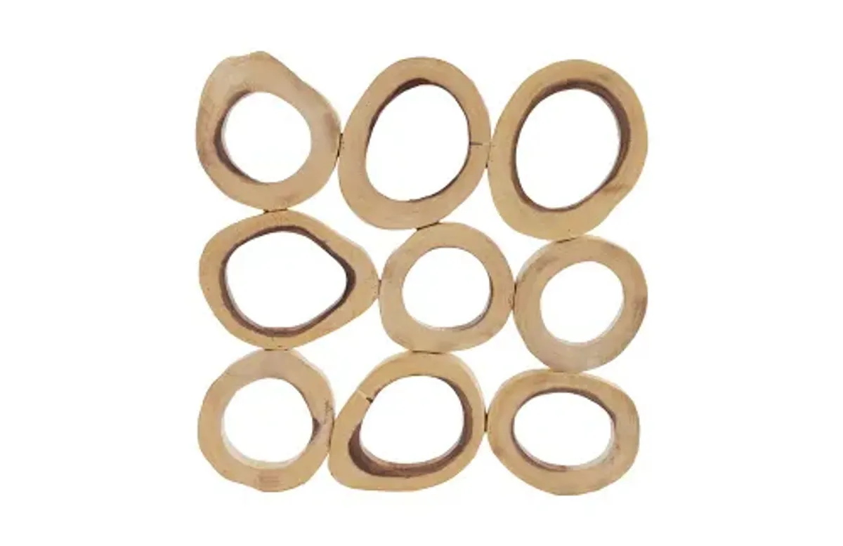 chuleta rings wall art, chamcha wood, square, sm