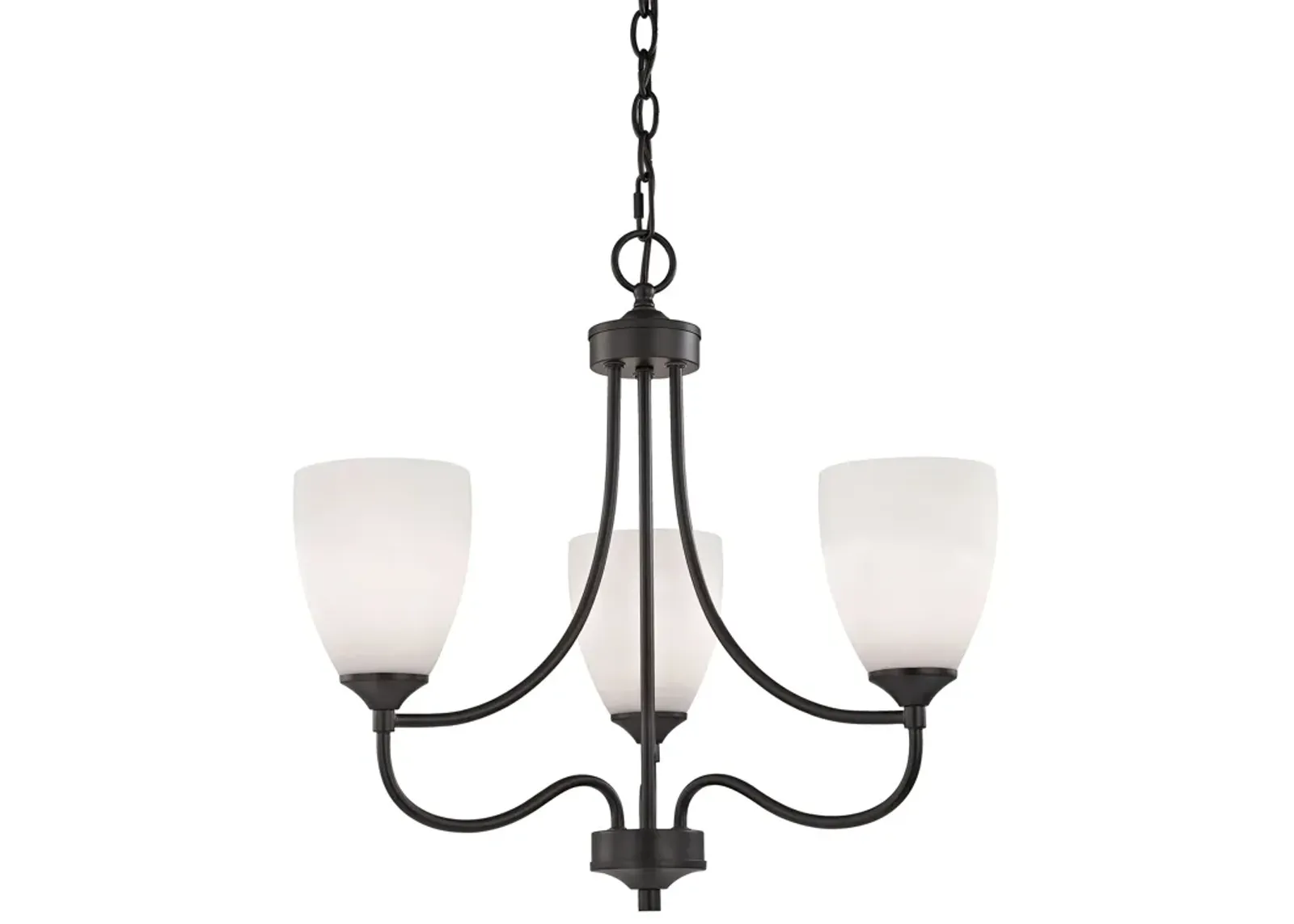 Arlington 3-Light Chandelier in Oil Rubbed Bronze with White Glass