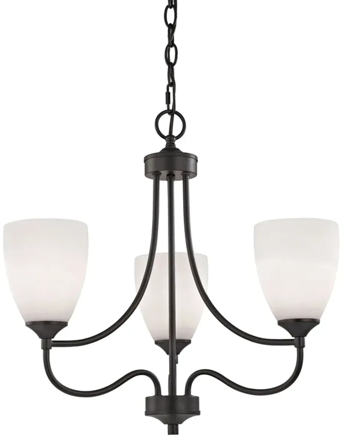 Arlington 3-Light Chandelier in Oil Rubbed Bronze with White Glass