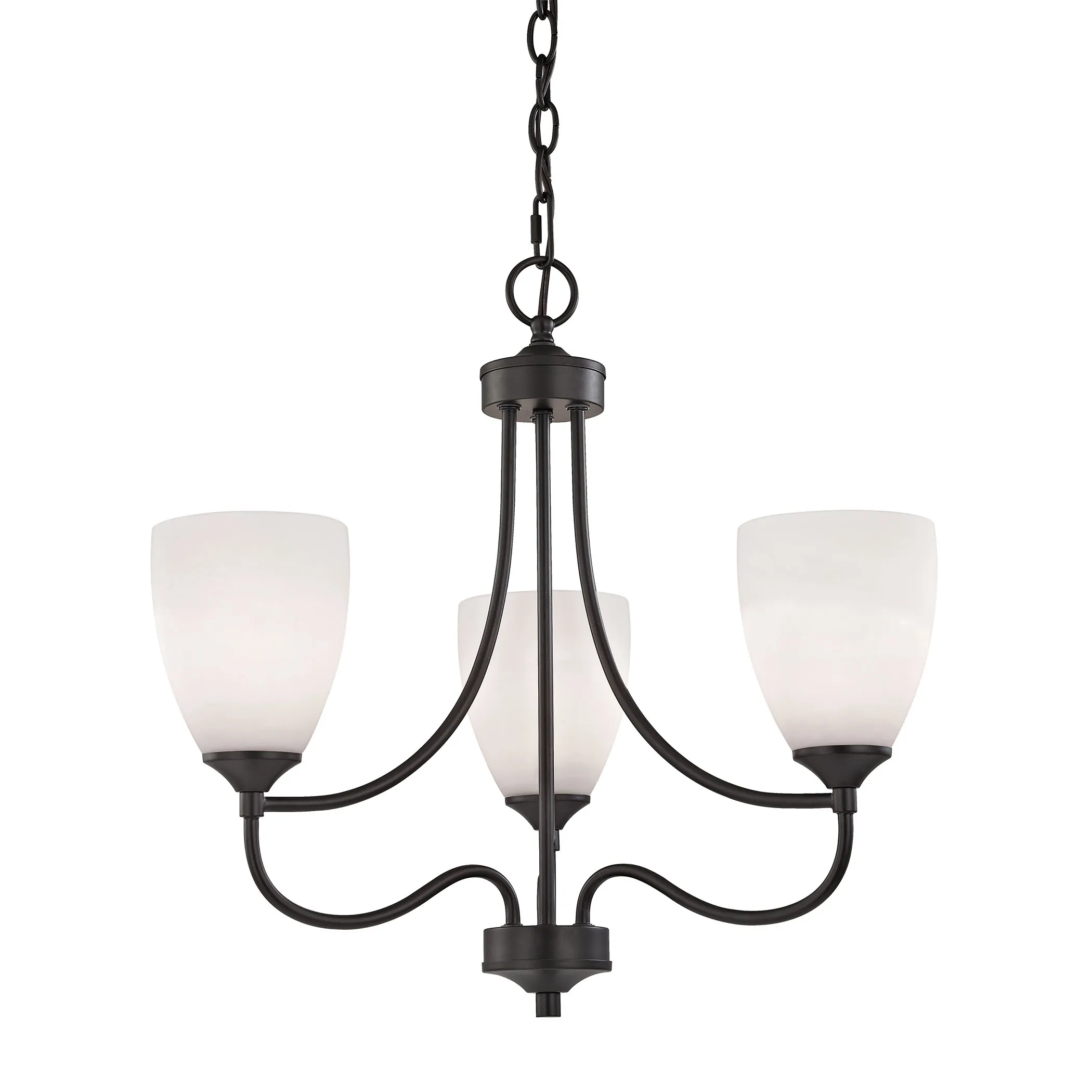 Arlington 3-Light Chandelier in Oil Rubbed Bronze with White Glass