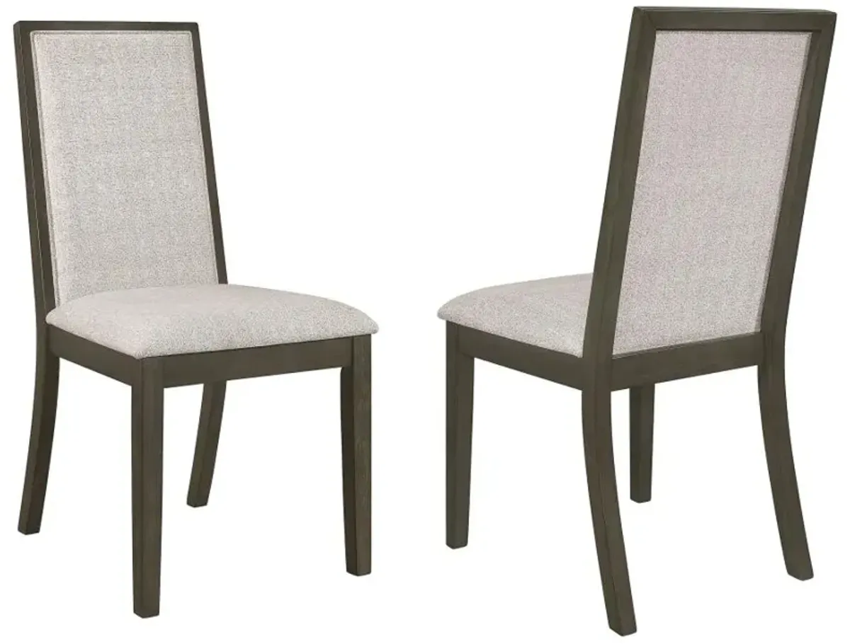 Kelly Upholstered Solid Back Dining Side Chair Beige and Dark Grey (Set of 2)