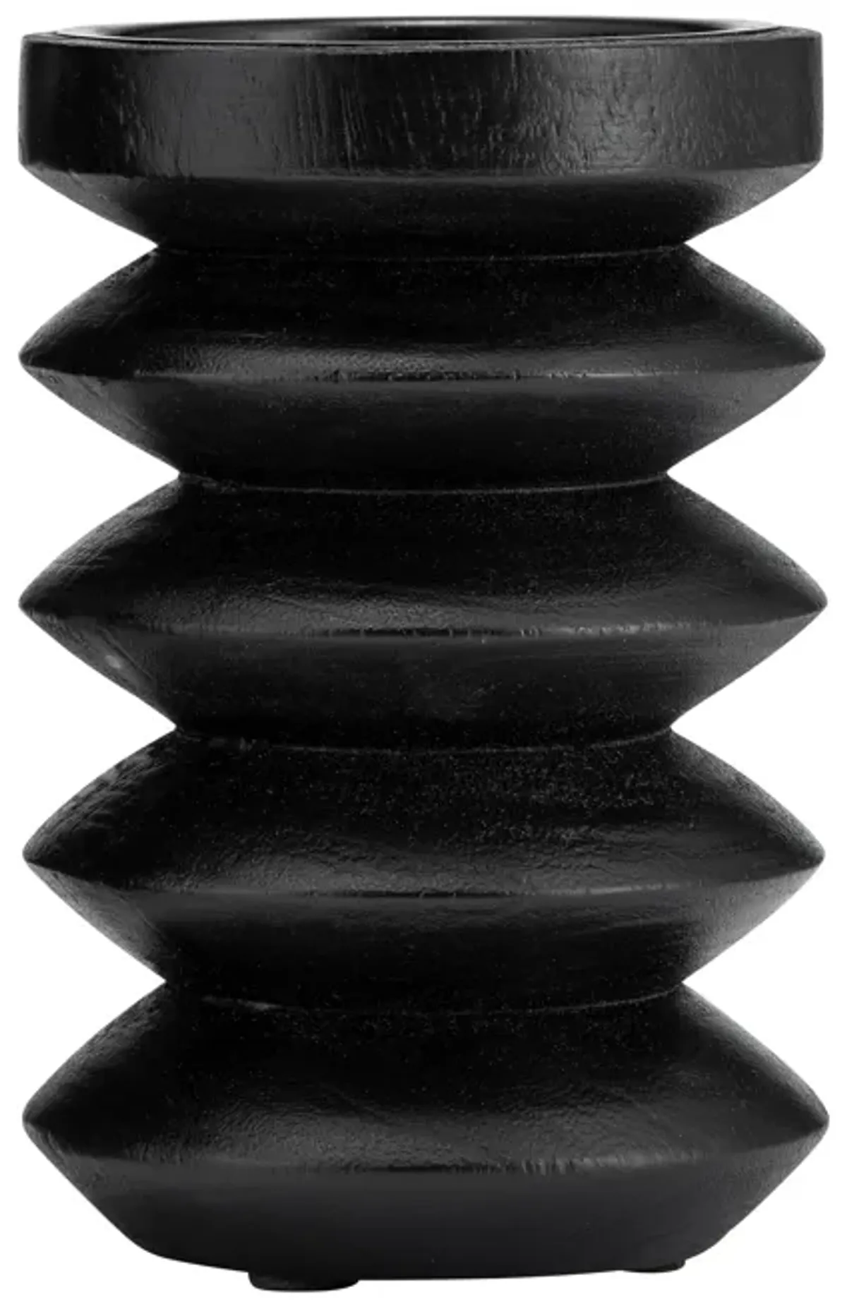 Wood, 6"h Accordion Candle Holder, Black