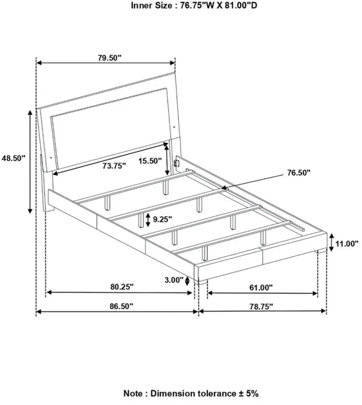 Felicity Eastern King Panel Bed with LED Lighting Glossy White