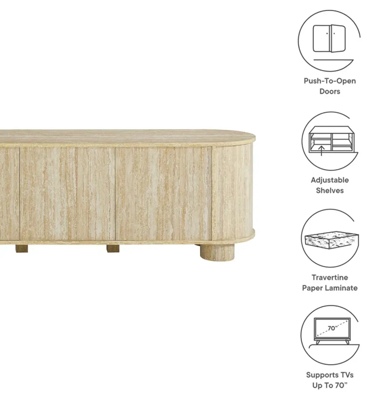 Overture 63� Oval Faux Travertine TV Stand by Modway