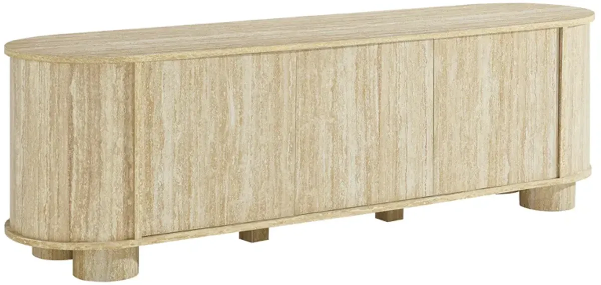 Overture 63� Oval Faux Travertine TV Stand by Modway