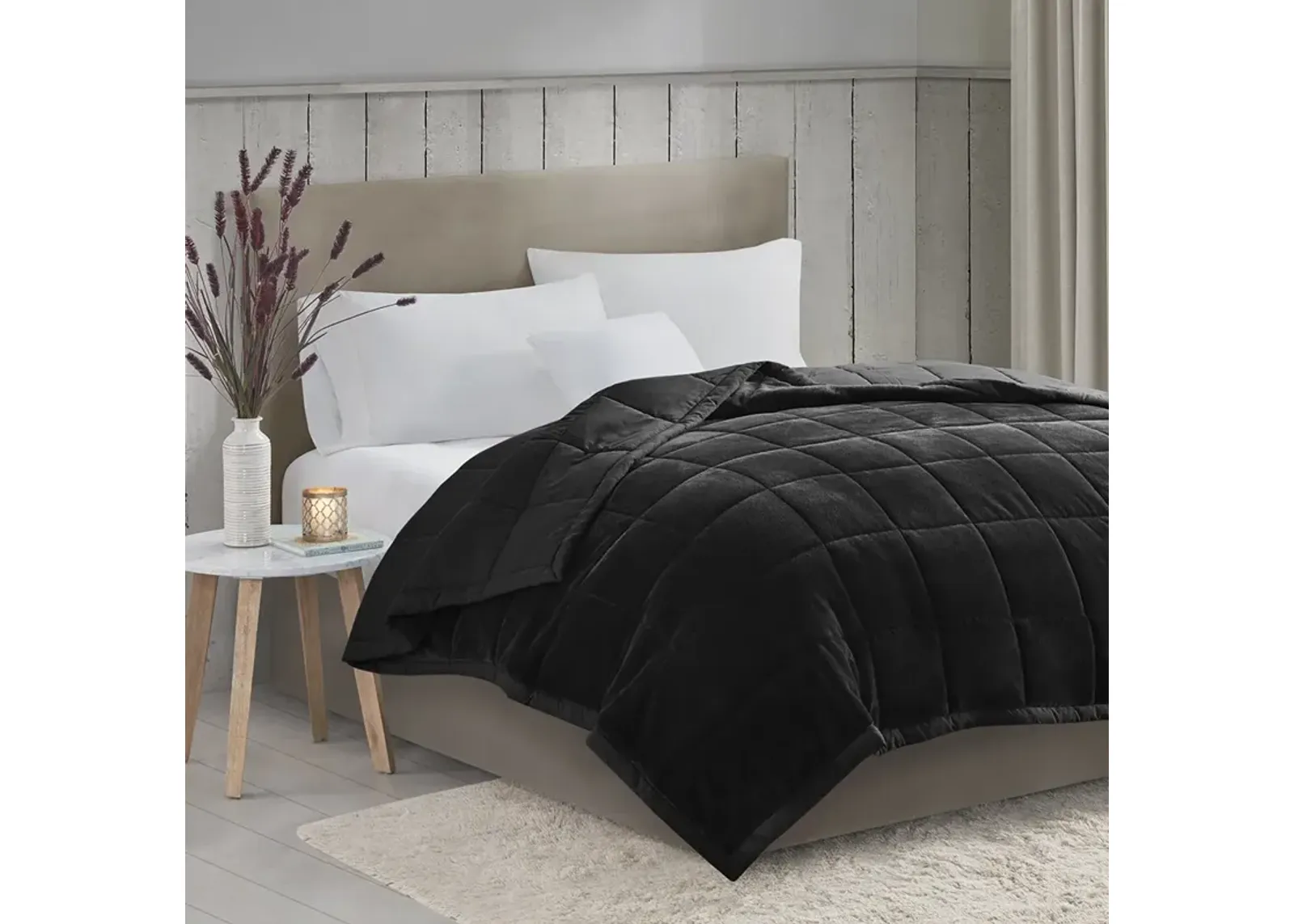 Madison Park Coleman Black Reversible HeiQ Smart Temperature Down Alternative Blanket