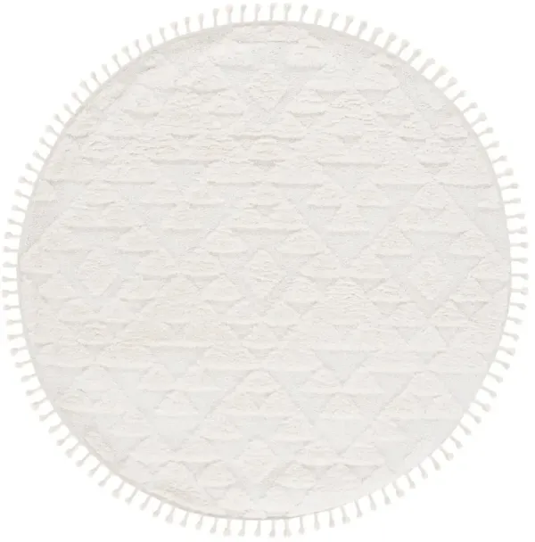 MOROCCAN TASSEL SHAG 688 IVORY 6'-7' x 6'-7' Round Round Rug
