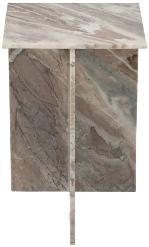 20" Torrento Marble Accent Table, Brown