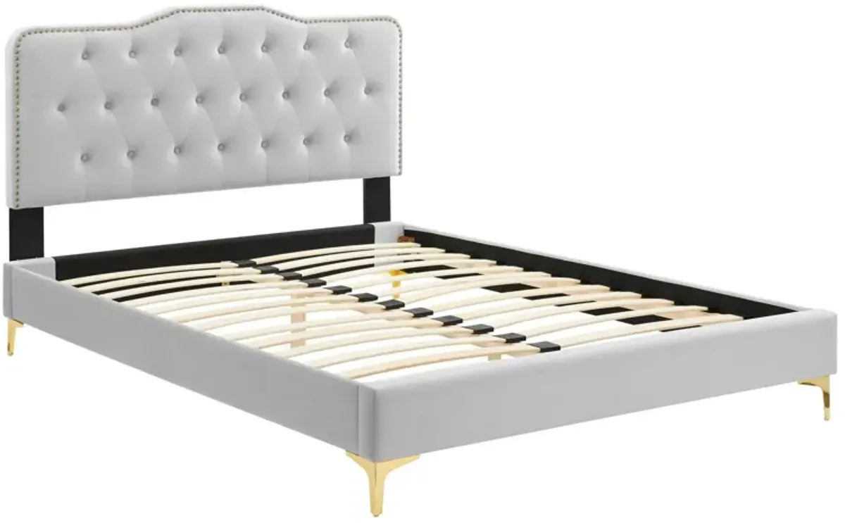 Amber Tufted Performance Velvet Twin Platform Bed