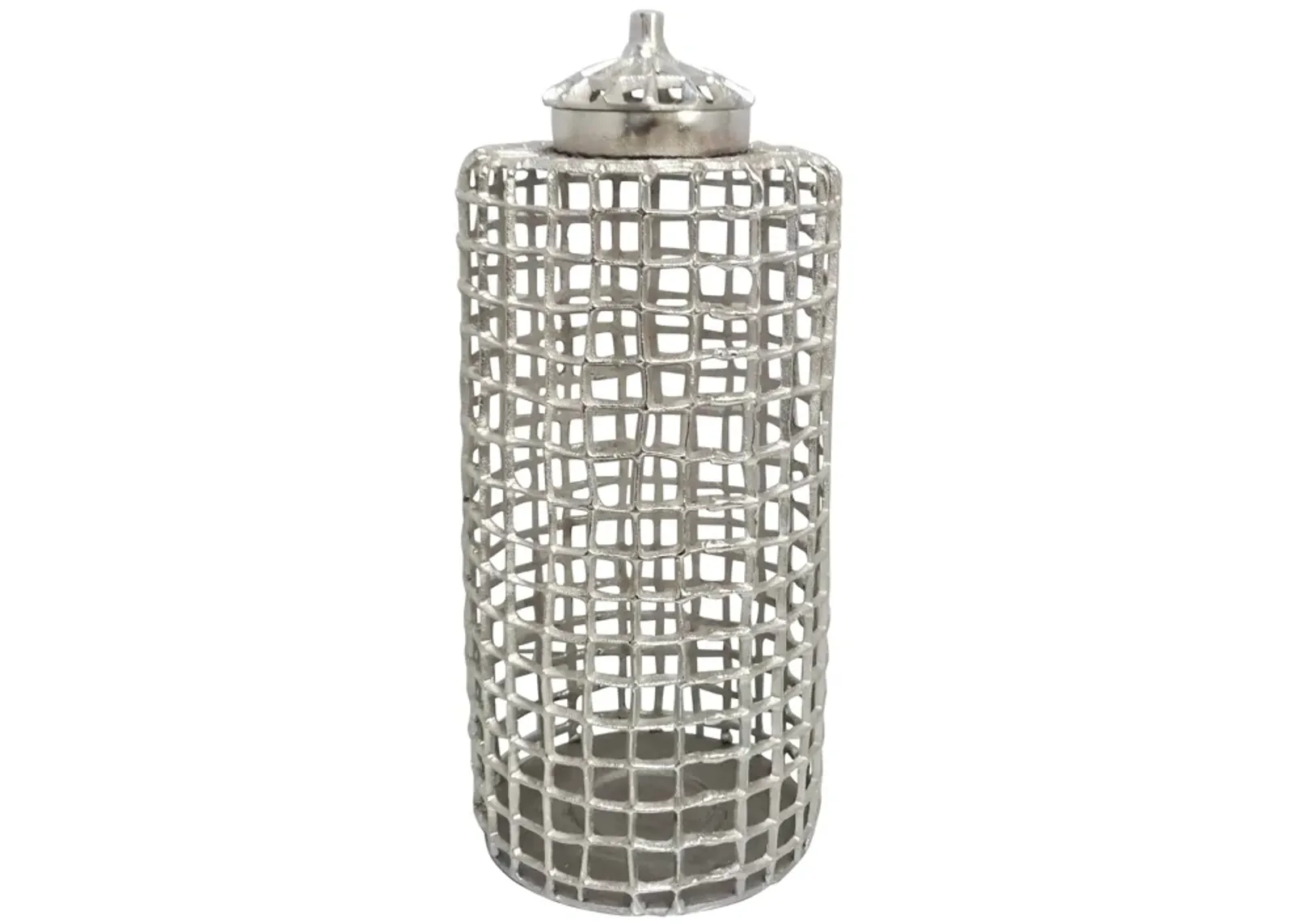 Metal, 23" Lidded Jar, Silver