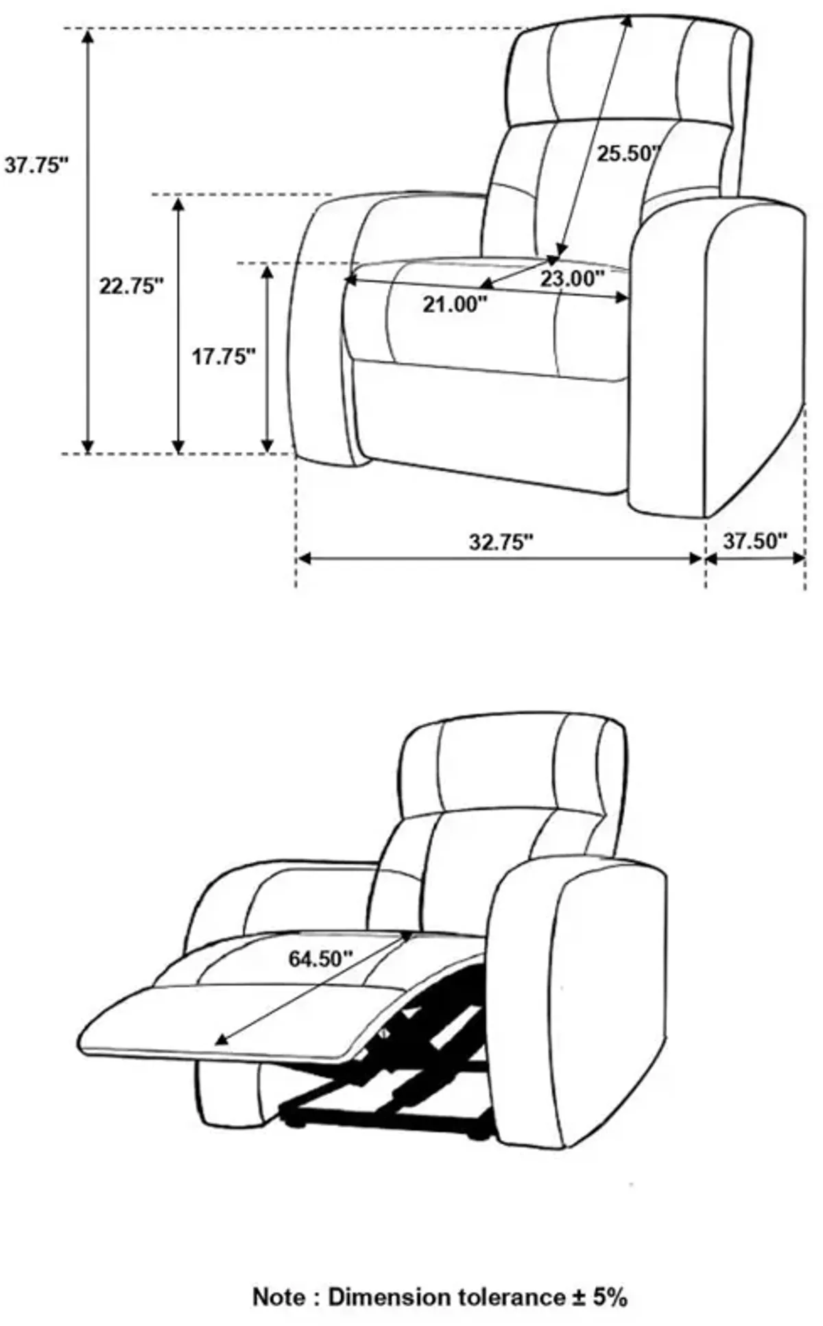 Cyrus Home Theater Upholstered Recliner Black