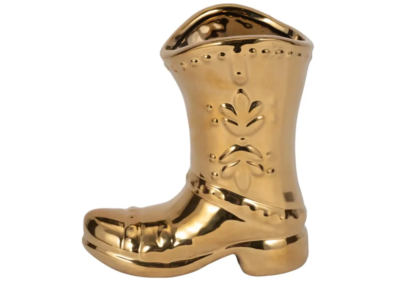 7" Cowboy Boot Vase, Gold