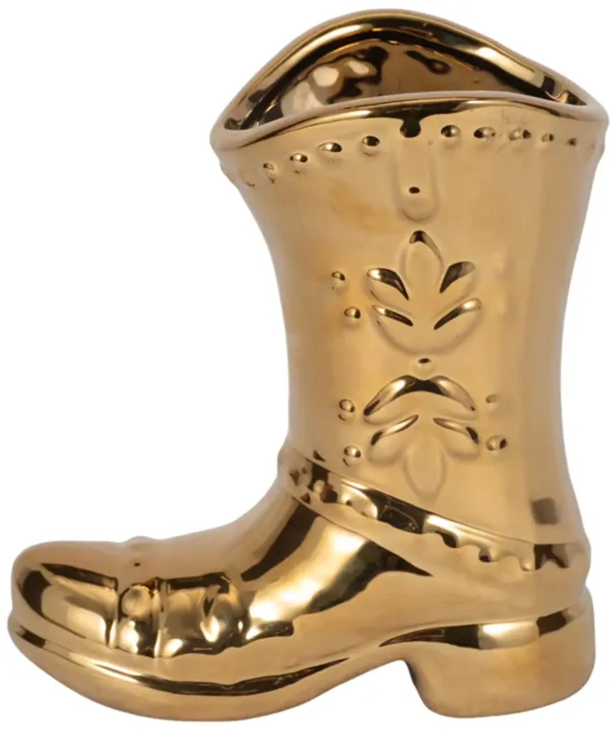 7" Cowboy Boot Vase, Gold