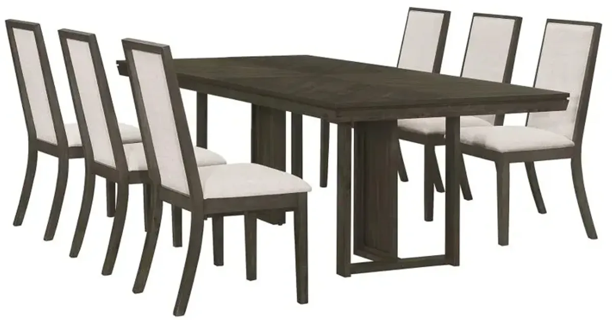 Kelly 7-piece Rectangular Dining Table Set Beige and Dark Grey