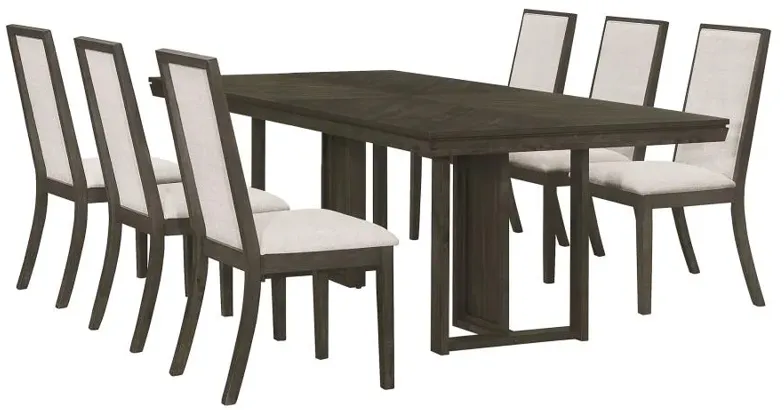 Kelly 7-piece Rectangular Dining Table Set Beige and Dark Grey