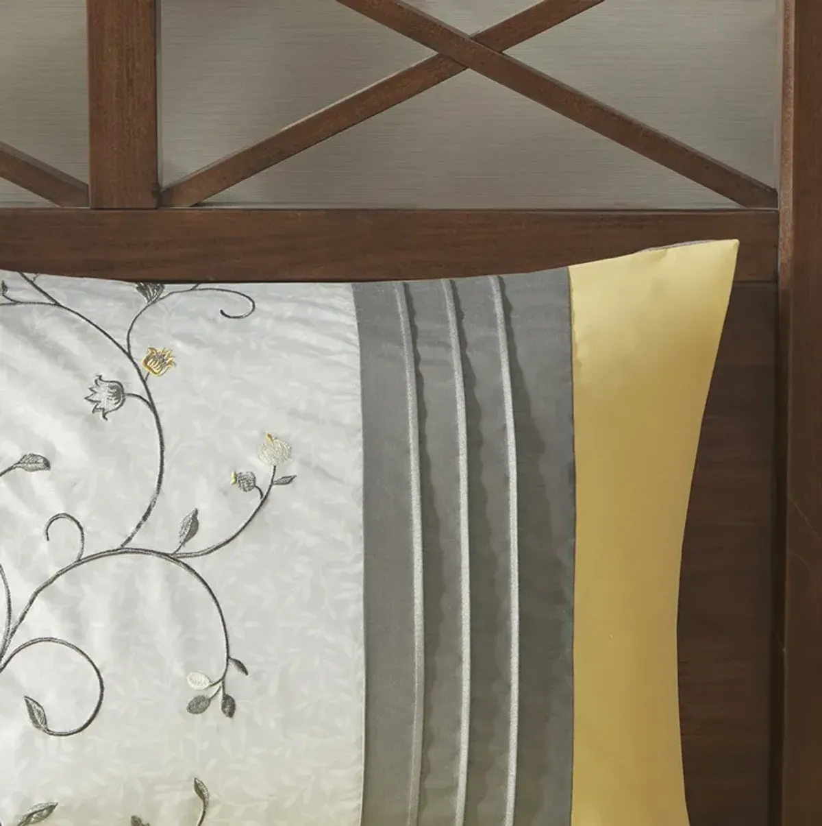 Madison Park Serene Yellow Embroidered 7 Piece Comforter Set