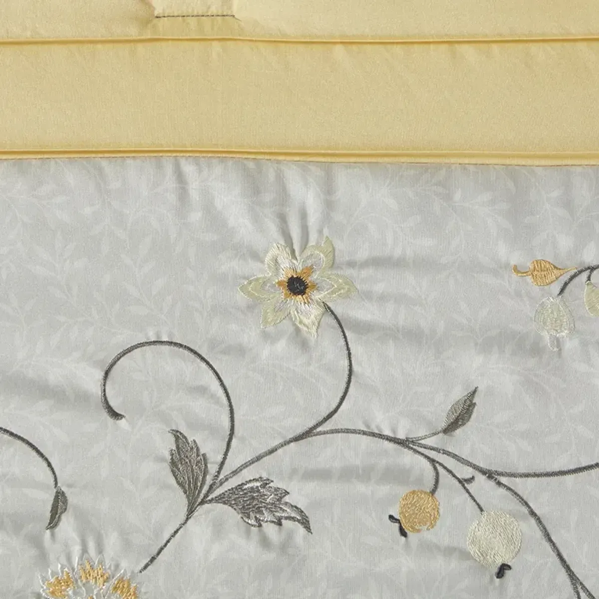 Madison Park Serene Yellow Embroidered 7 Piece Comforter Set