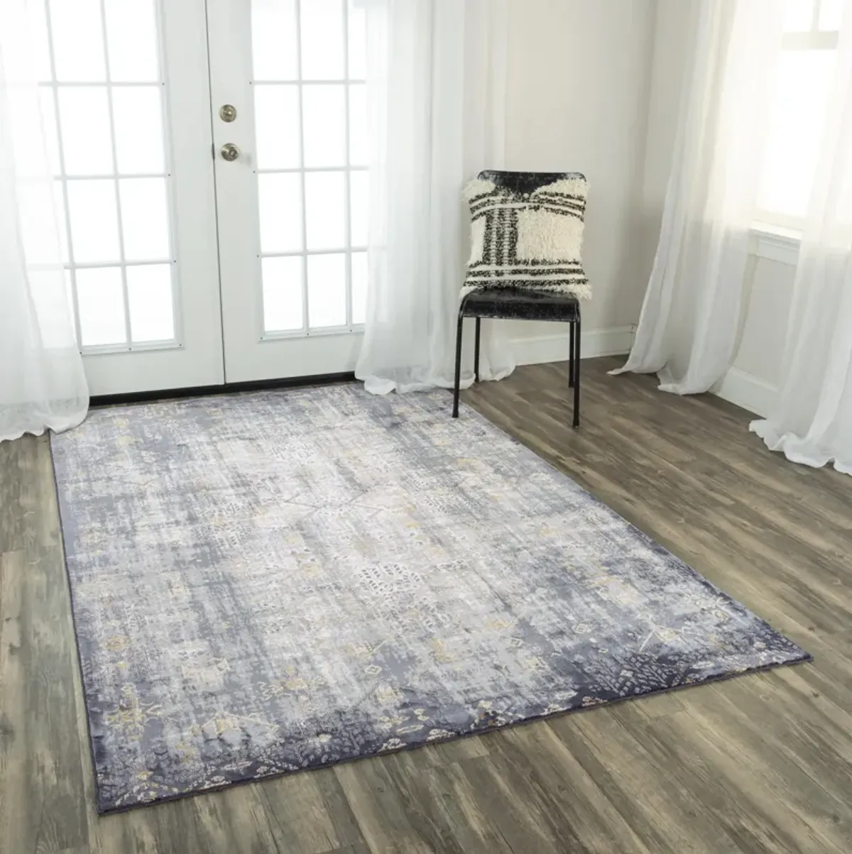 Emerge Gold/Charcoal  Polyester 8'6" x 11'10" Rectangle Rug