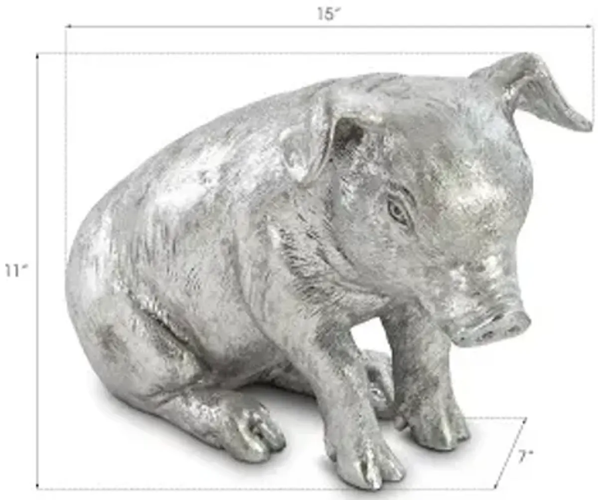 sitting piglet, silver leaf