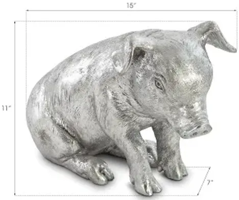 sitting piglet, silver leaf