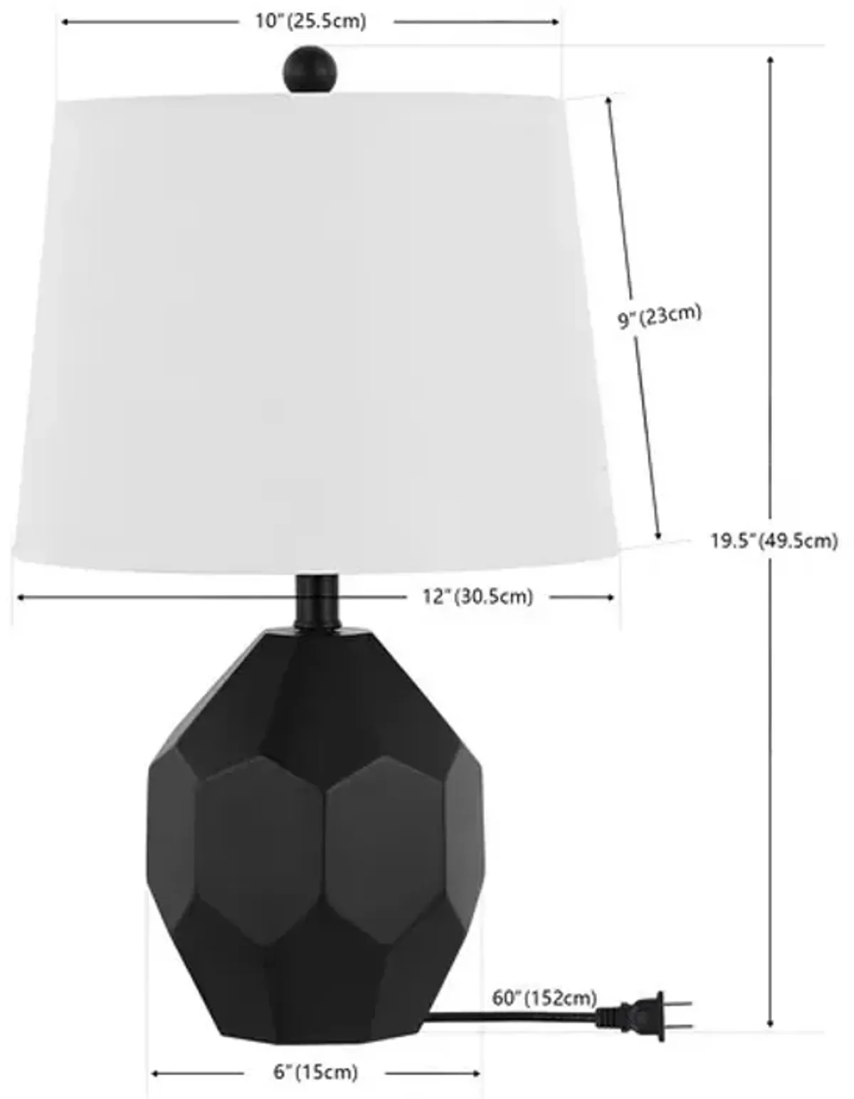 DANILO, 19.5 INCH, BLACK, RESIN TABLE LAMP