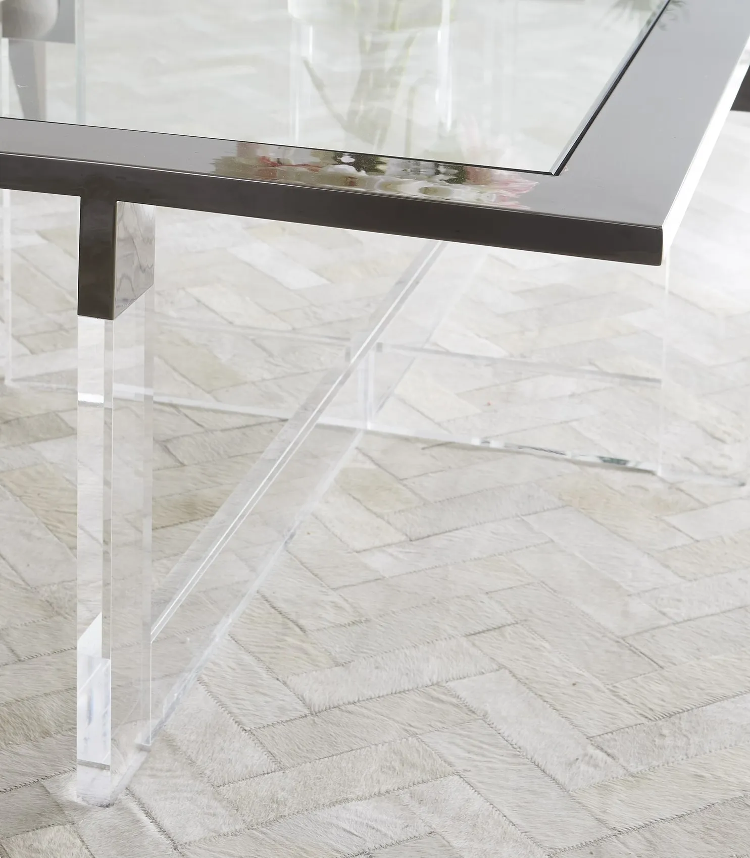 Bastian Coffee Table in Clear Acrylic and Gunmetal Polished Stainless Steel