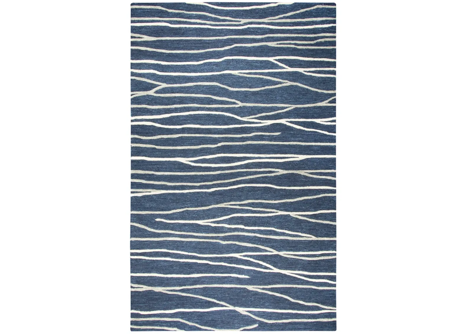 Idyllic Navy/Gray Lines Wool 10' x 13' Rectangle Rug