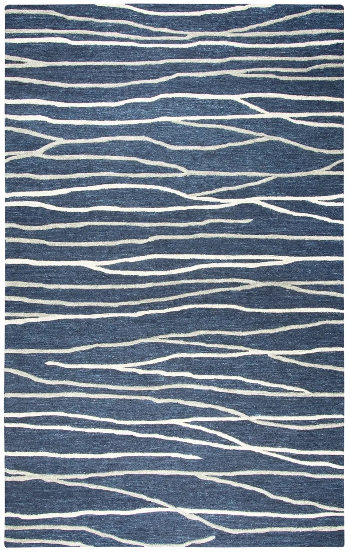 Idyllic Navy/Gray Lines Wool 10' x 13' Rectangle Rug