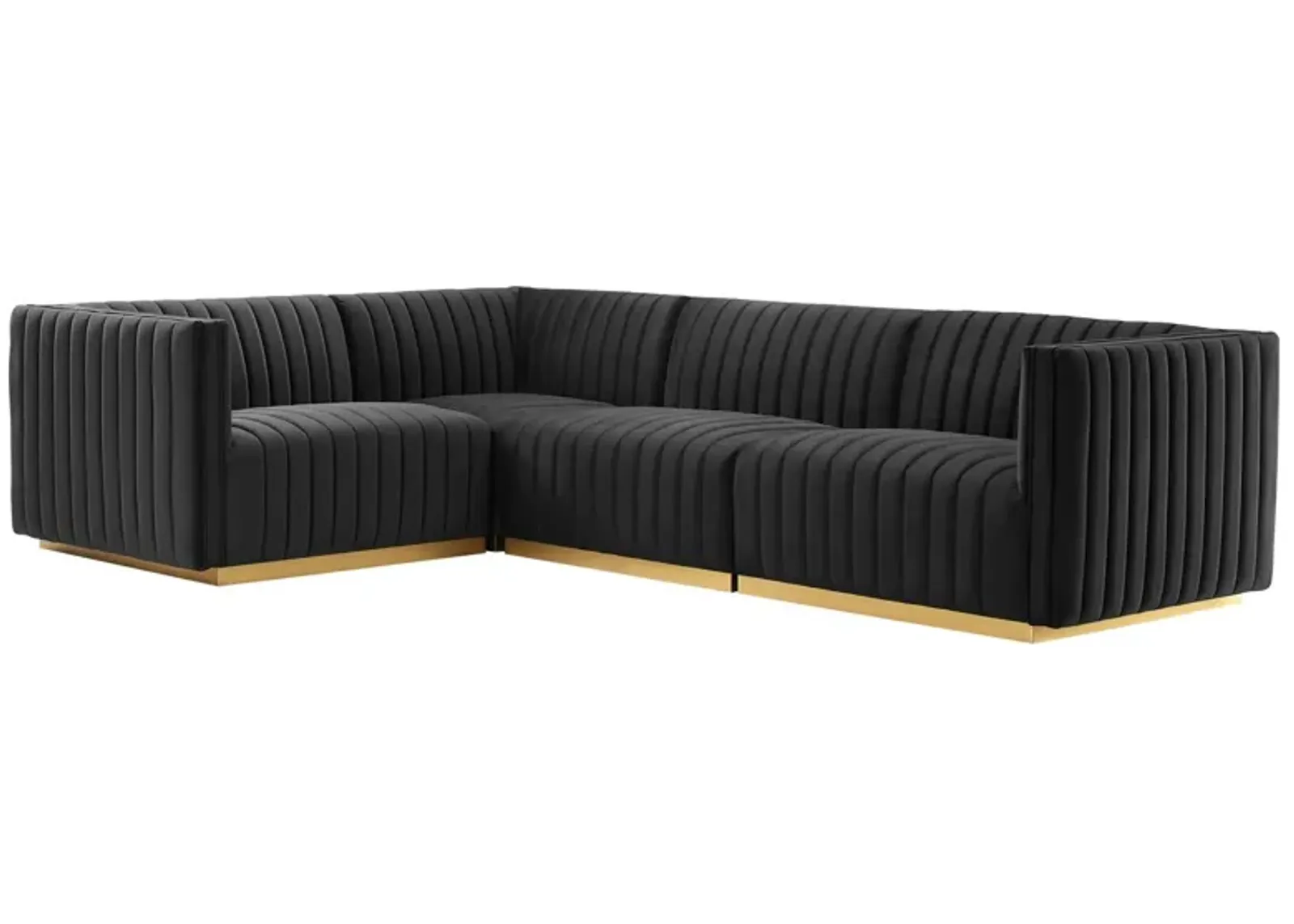 Conjure Channel Tufted Performance Velvet 4-Piece Sectional