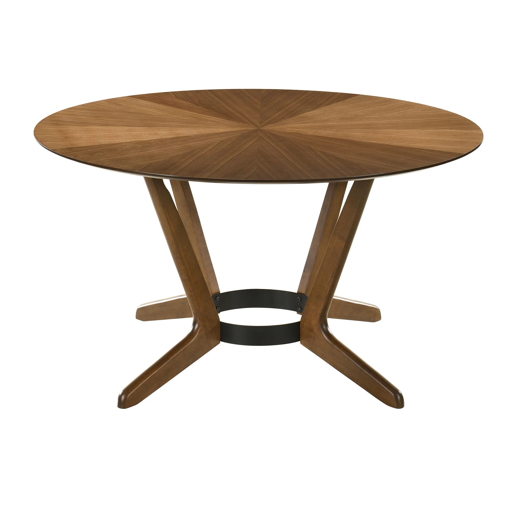 Santana Round Wood Dining Table in Walnut Finish