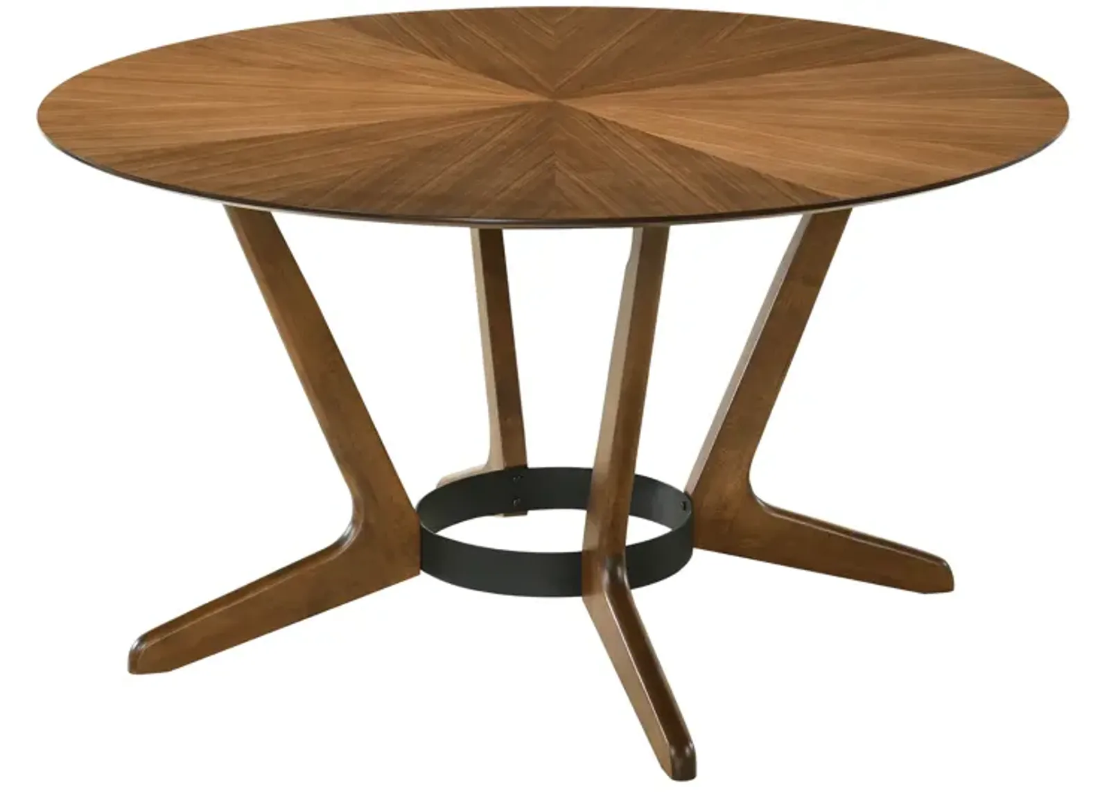 Santana Round Wood Dining Table in Walnut Finish