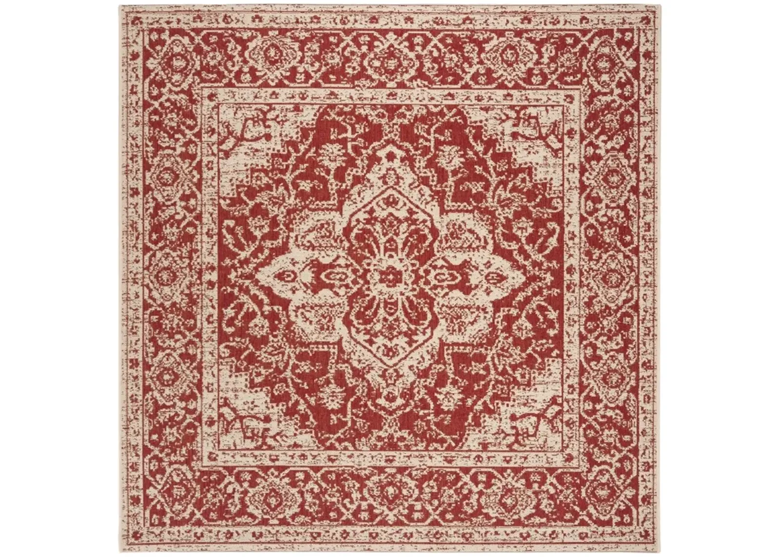 BEACH HOUSE 137 Red 4' X 4' Square Square Rug