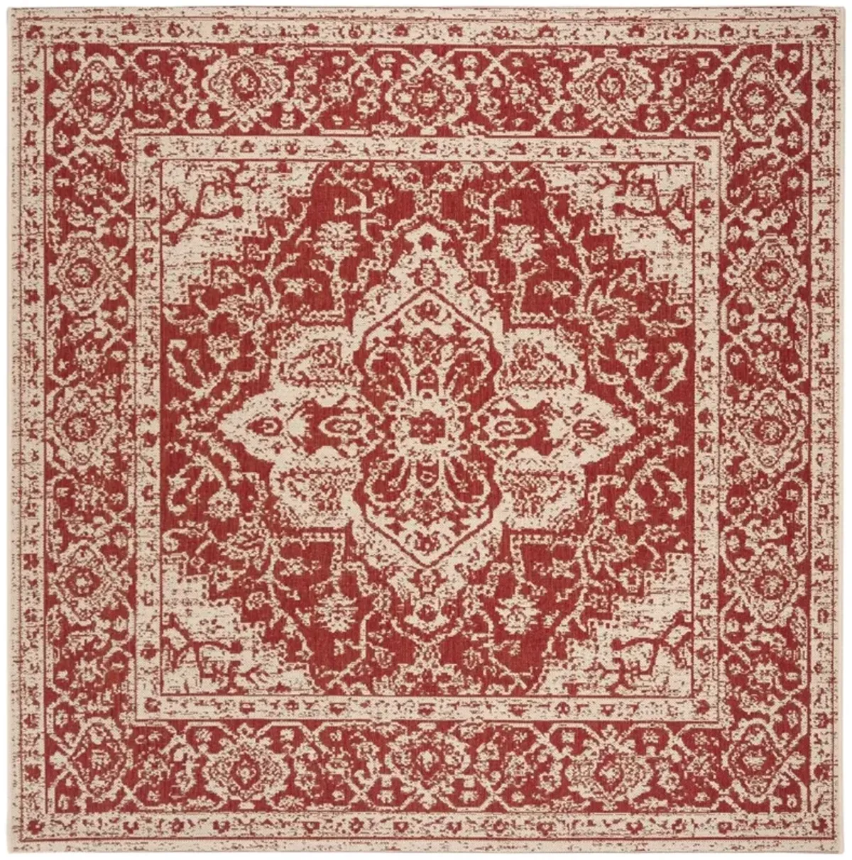 BEACH HOUSE 137 Red 4' X 4' Square Square Rug