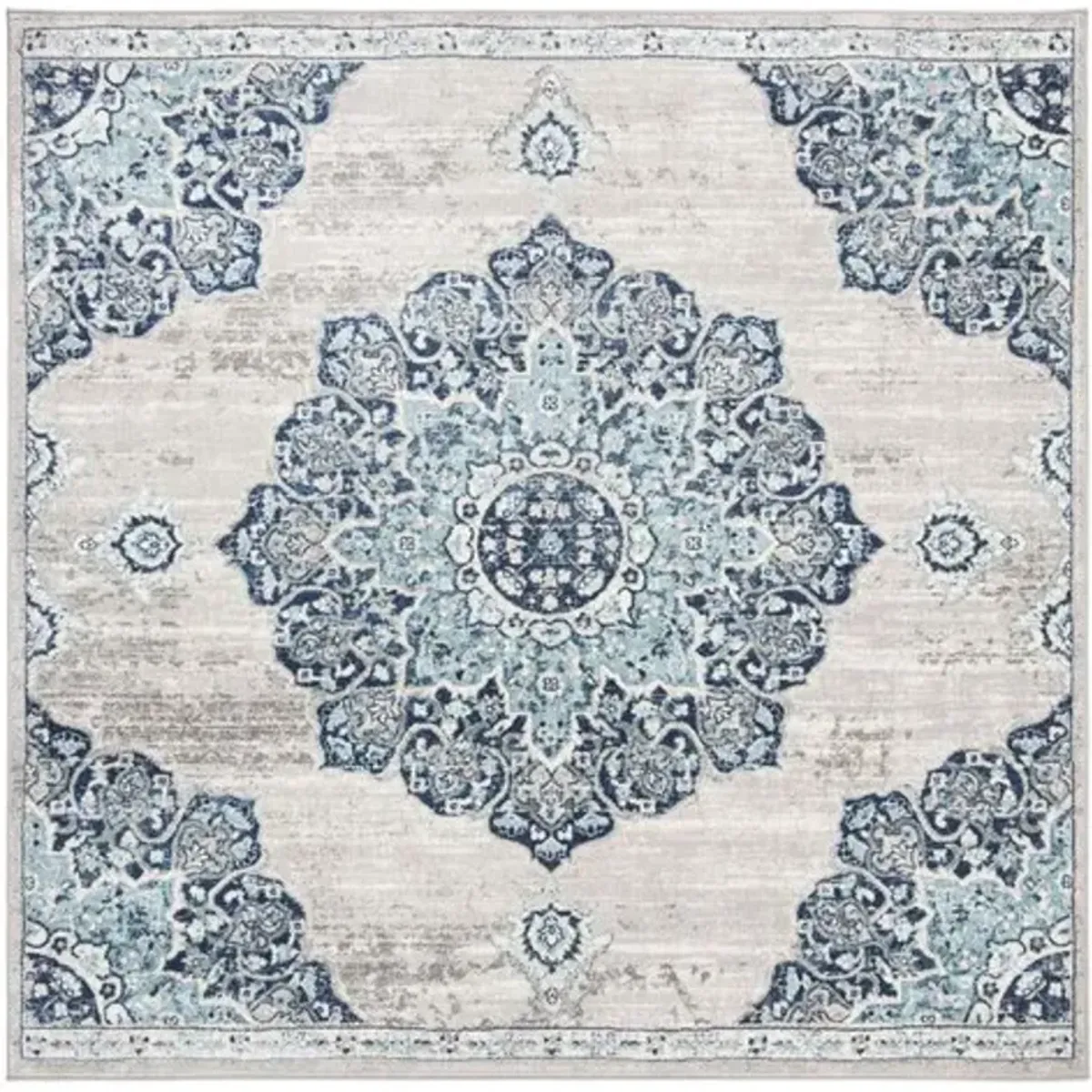 Brentwood 849 Navy / Light Grey 3' X 3' Square Square Powerloomed Rug