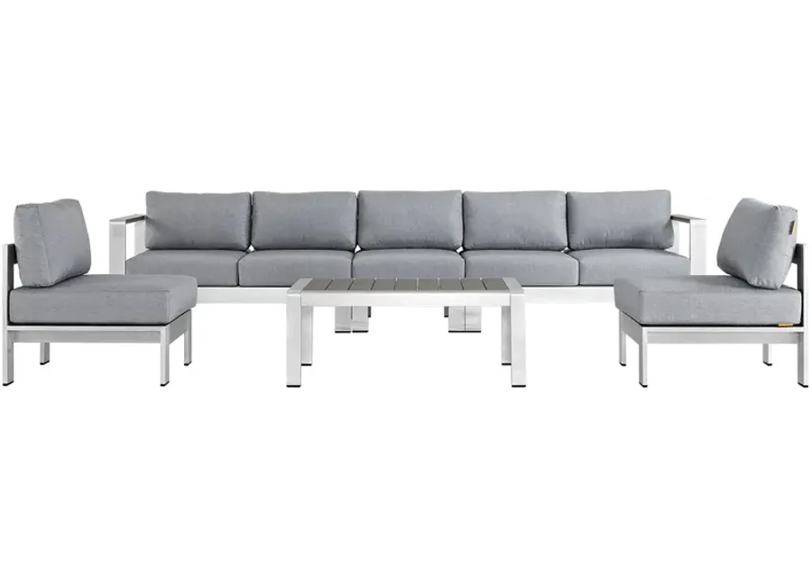 Shore 6 Piece Outdoor Patio Aluminum Sectional Sofa Set