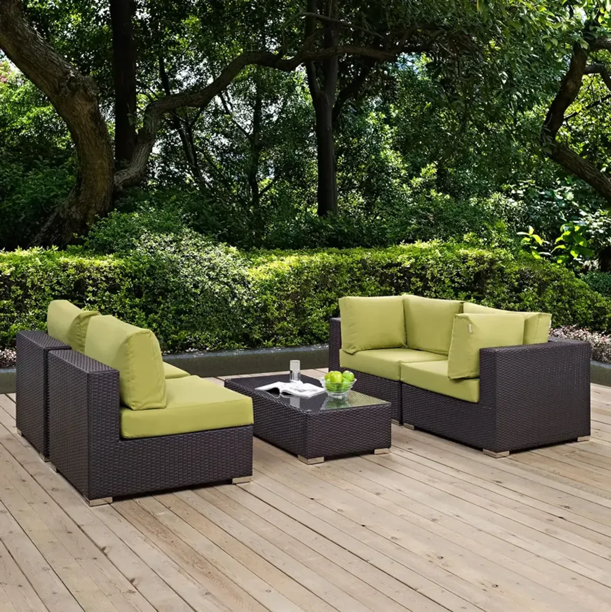 Convene 5 Piece Outdoor Patio Sectional Set