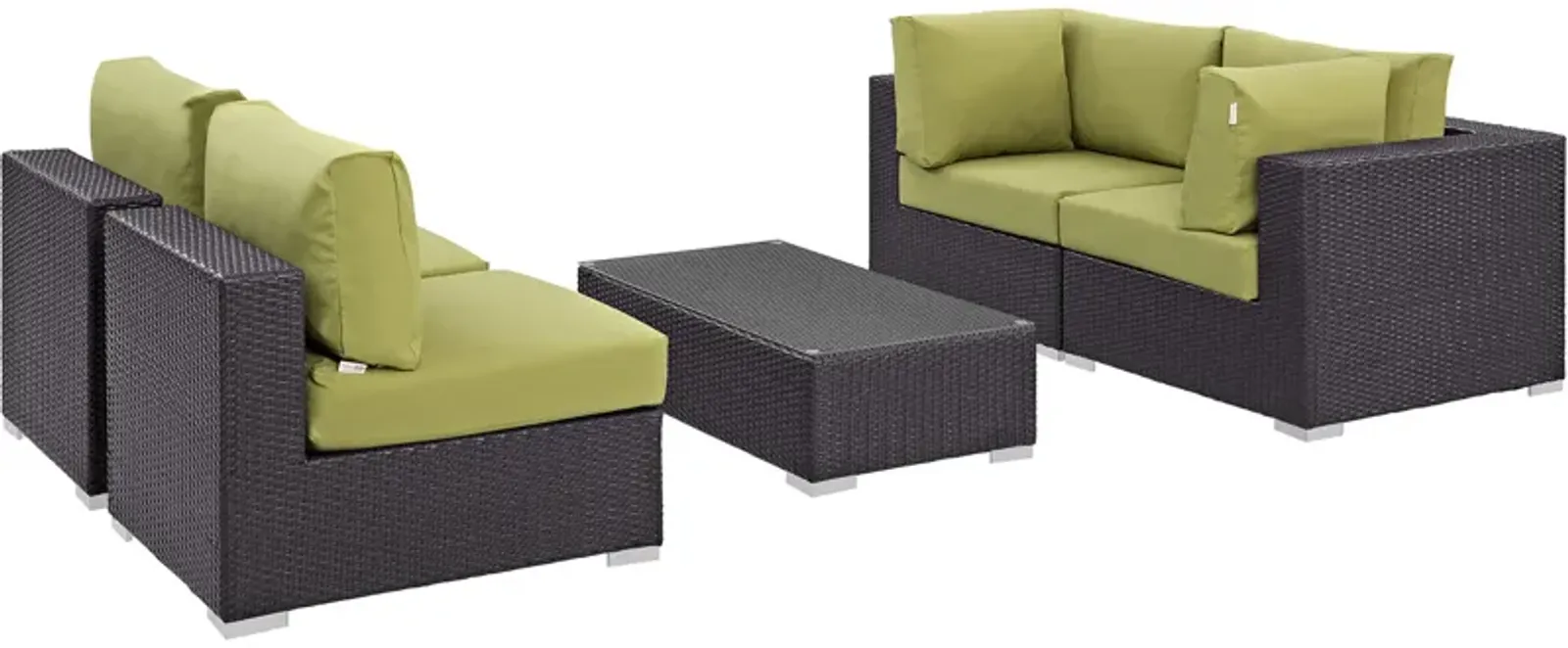 Convene 5 Piece Outdoor Patio Sectional Set