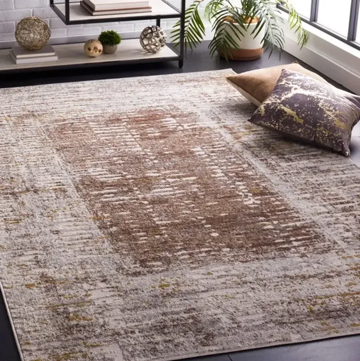 PALMA 344 Brown 9' X 12' Large Rectangle Rug