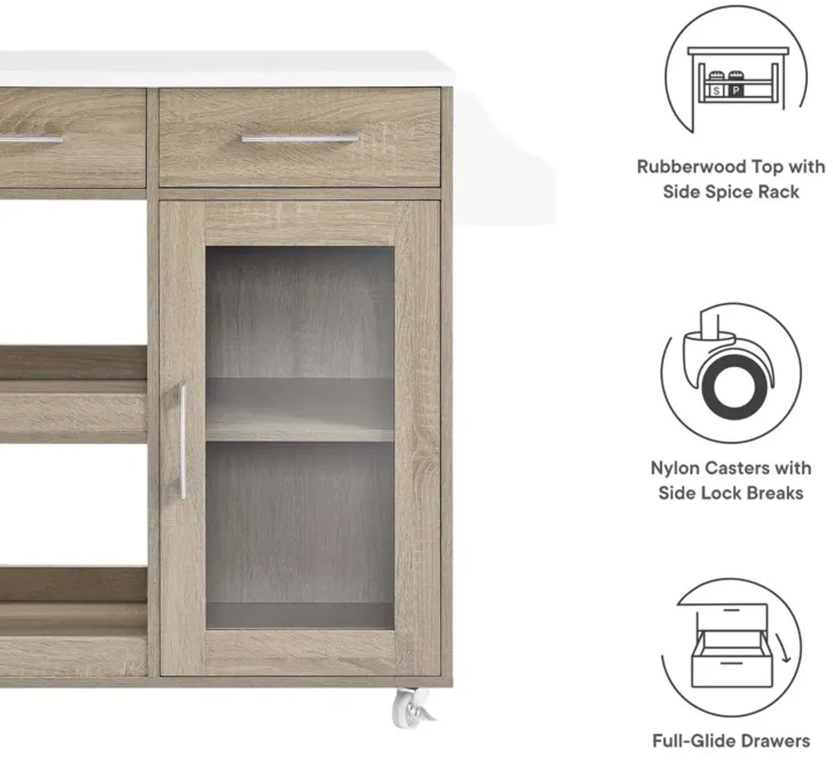 Culinary Kitchen Cart With Spice Rack