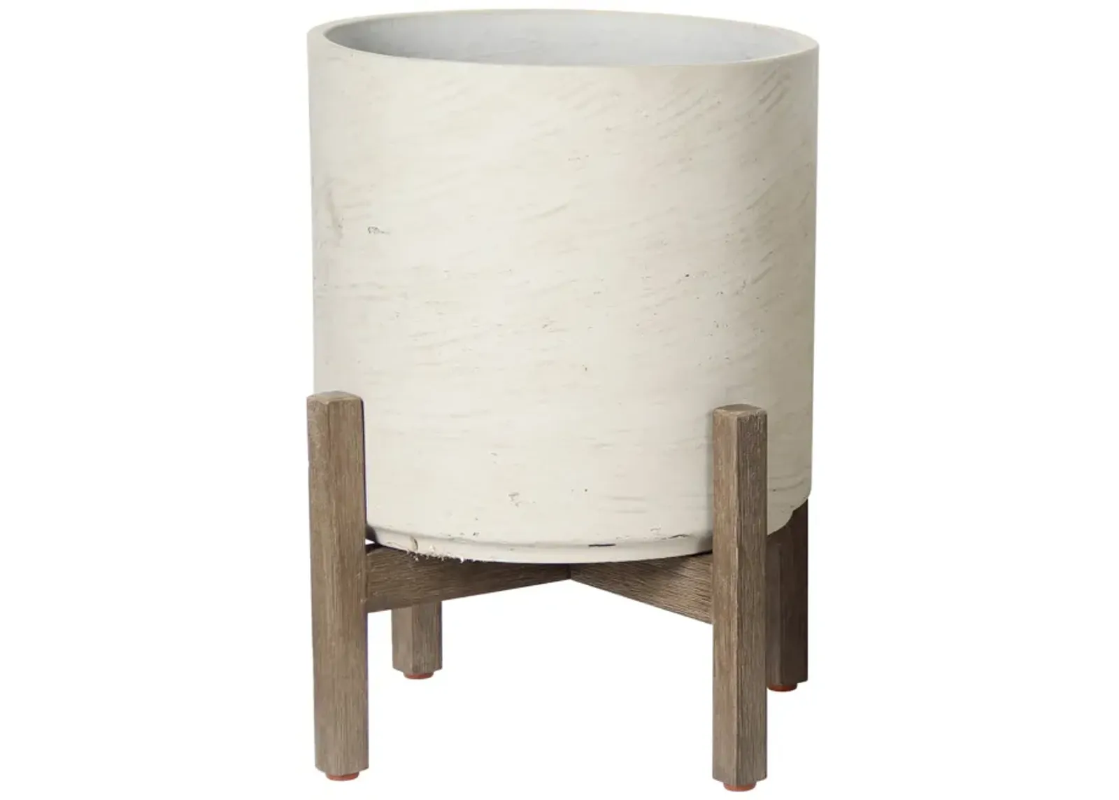 Patio Round Large Standing Pot - White Wash