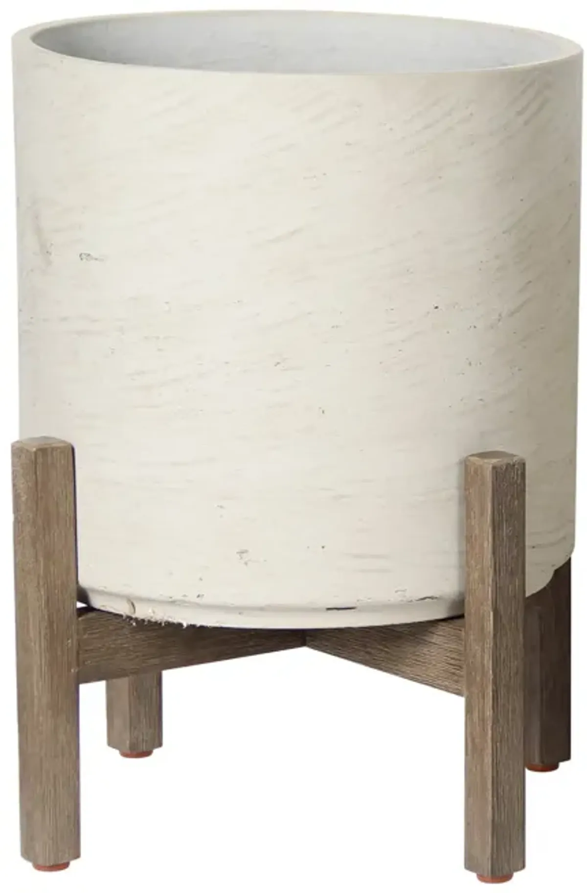 Patio Round Large Standing Pot - White Wash