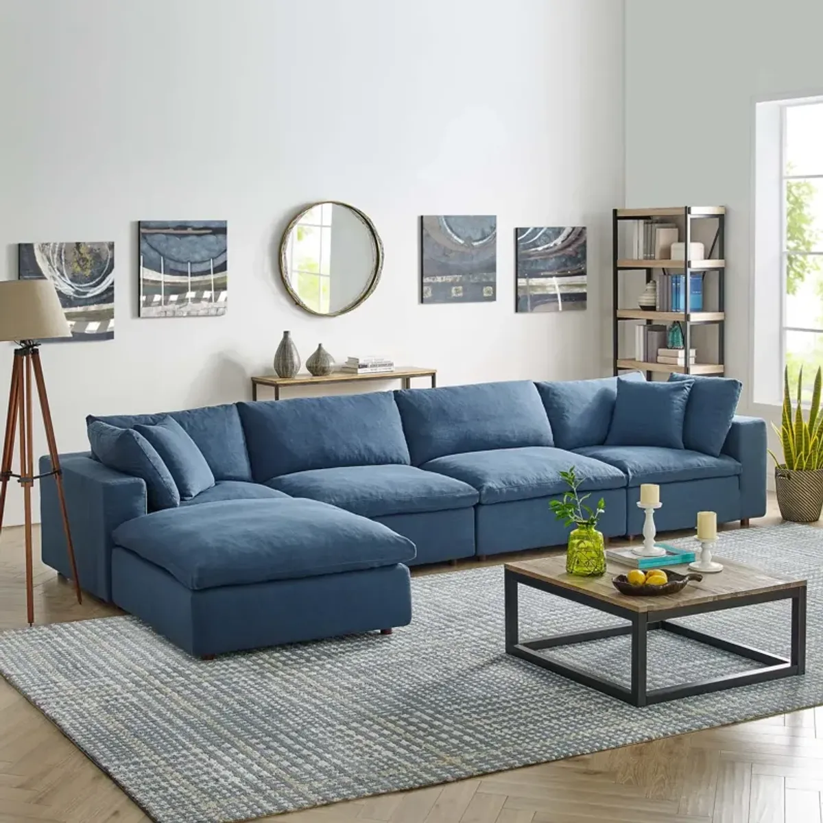 Commix Down Filled Overstuffed 5 Piece Sectional Sofa Set