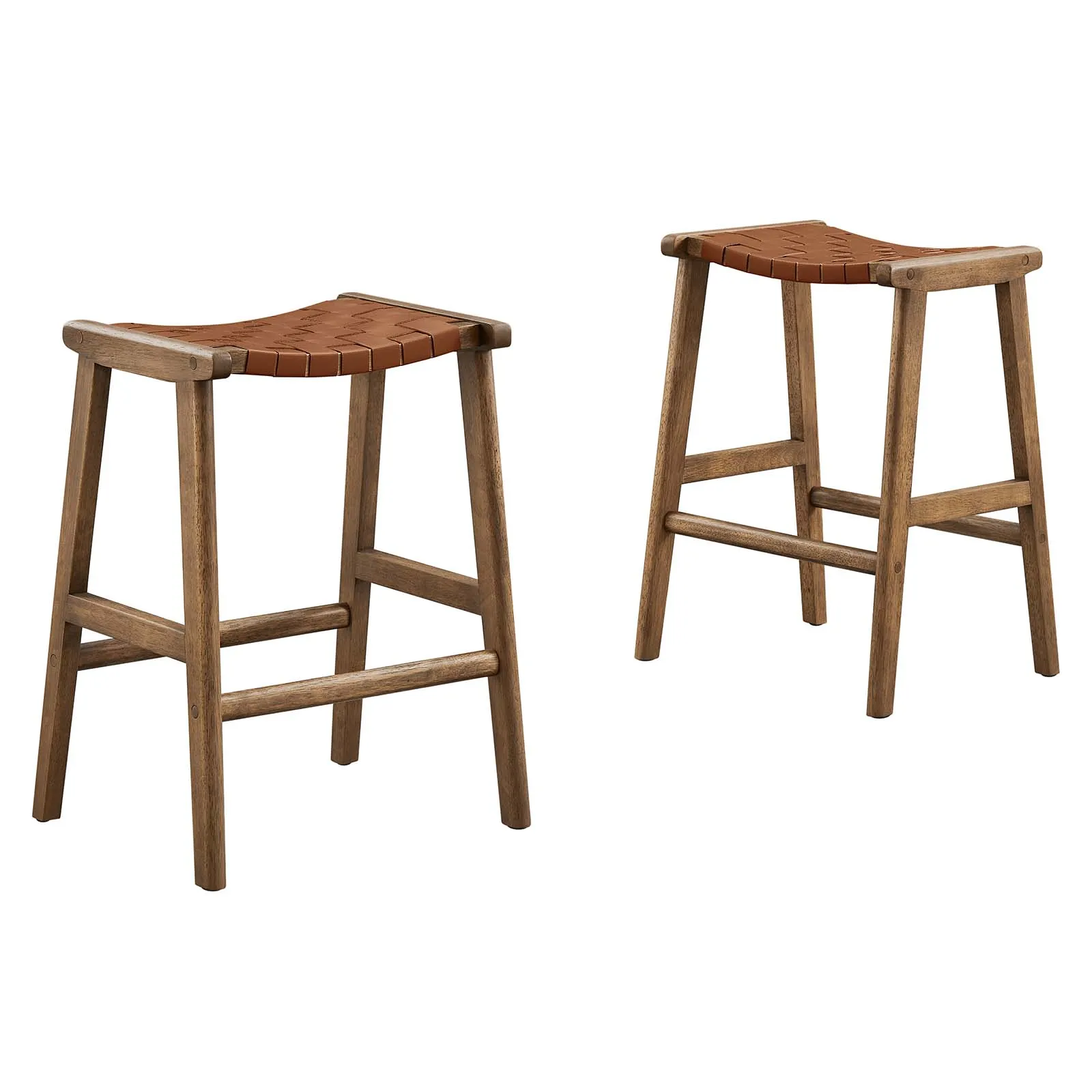 Saoirse Faux Leather Wood Counter Stool - Set of 2