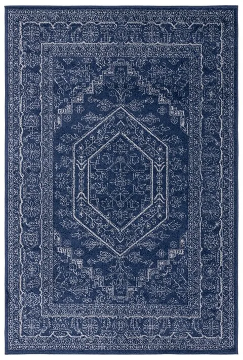 Adirondack Contemporary Navy / Ivory 5'-1" X 7'-6" Powerloomed Rug