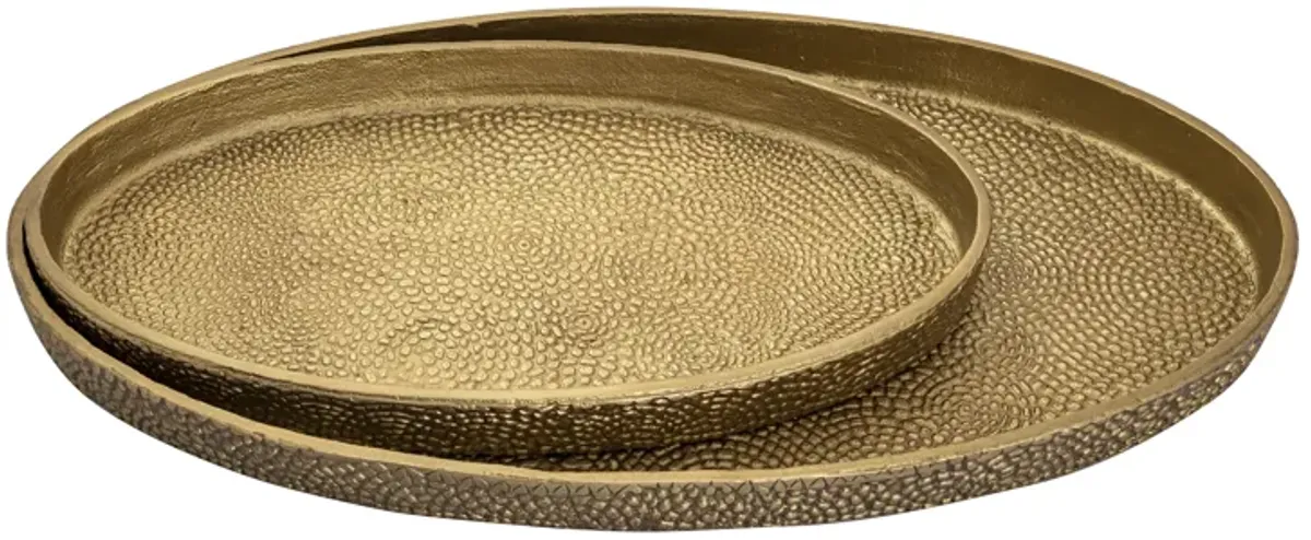 Oval Pebble Tray - Set of 2 Brass